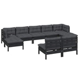 vidaXL 9-delige Loungeset met grijze kussens grenenhout