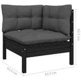vidaXL 9-delige Loungeset met grijze kussens grenenhout