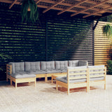 vidaXL 10-delige Loungeset met grijze kussens grenenhout