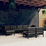 vidaXL 10-delige Loungeset met grijze kussens grenenhout