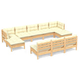 vidaXL 10-delige Loungeset met grijze kussens grenenhout