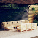 vidaXL 11-delige Loungeset met grijze kussens grenenhout