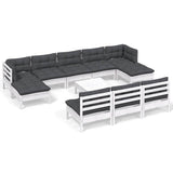 vidaXL 11-delige Loungeset met grijze kussens grenenhout