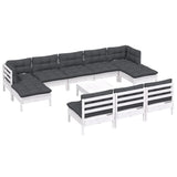 vidaXL 11-delige Loungeset met grijze kussens grenenhout