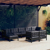 vidaXL 9-piece Lounge Set with Grey Cushions Solid Pine Wood