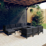 vidaXL 11-Piece Lounge Set with Grey Cushions Solid Pine Wood