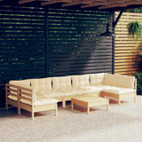 vidaXL 8-Piece Lounge Set with Grey Cushions Solid Pinewood