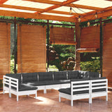 vidaXL 9-piece Lounge Set with Grey Cushions Solid Pine Wood