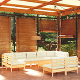 vidaXL 10-Piece Lounge Set with Grey Cushions Solid Pinewood