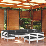 vidaXL 10-Piece Lounge Set with Grey Cushions Solid Pinewood