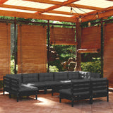 vidaXL 10-Piece Lounge Set with Grey Cushions Solid Pinewood