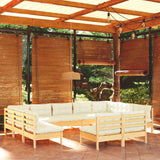 vidaXL 11-Piece Lounge Set with Grey Cushions Solid Pine Wood