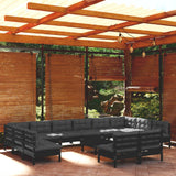 vidaXL 13-Piece Lounge Set with Grey Cushions Solid Pine Wood