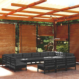 vidaXL 13-Piece Lounge Set with Grey Cushions Solid Pine Wood