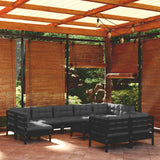 vidaXL 10-Piece Lounge Set with Grey Cushions Solid Pinewood