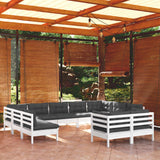 vidaXL 11-Piece Lounge Set with Grey Cushions Solid Pine Wood