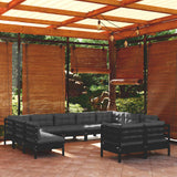 vidaXL 11-Piece Lounge Set with Grey Cushions Solid Pine Wood