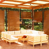 vidaXL 12-piece Lounge Set with Grey Cushions Solid Pine Wood