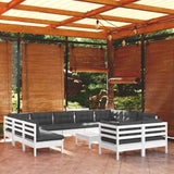 vidaXL 12-piece Lounge Set with Grey Cushions Solid Pine Wood