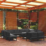 vidaXL 12-piece Lounge Set with Grey Cushions Solid Pine Wood