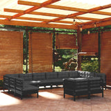 vidaXL 12-piece Lounge Set with Grey Cushions Solid Pine Wood