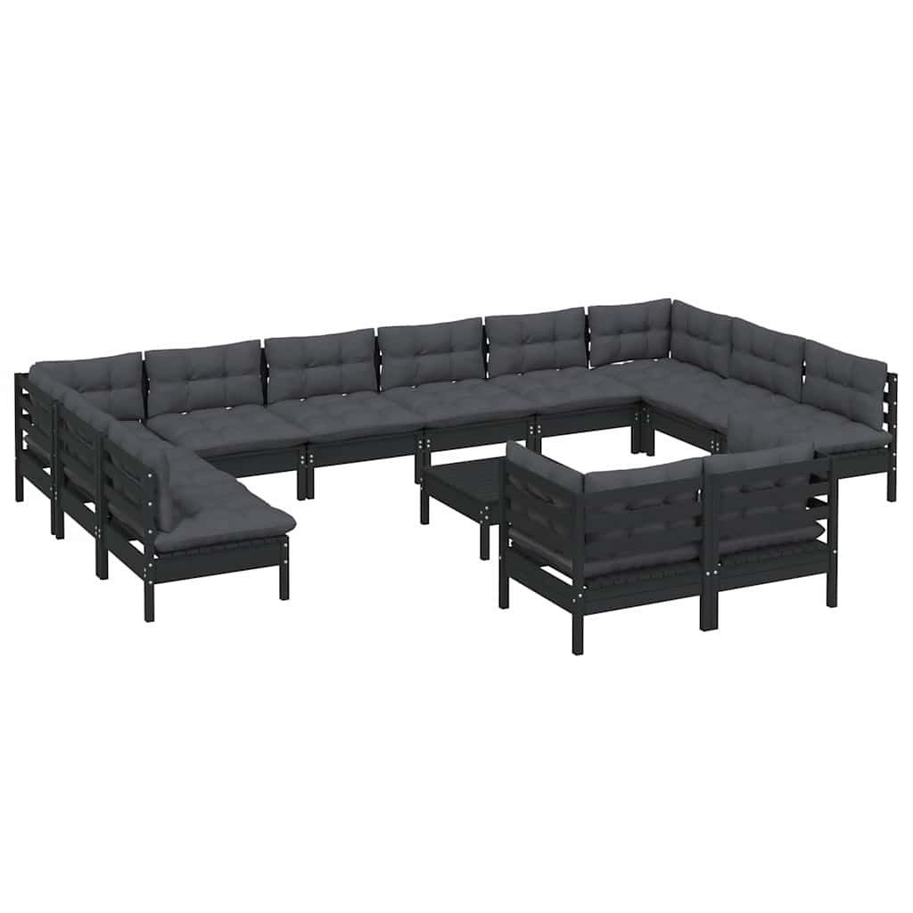 vidaXL 13-delige Loungeset met grijze kussens grenenhout