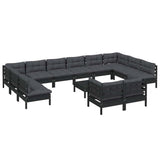 vidaXL 13-delige Loungeset met grijze kussens grenenhout