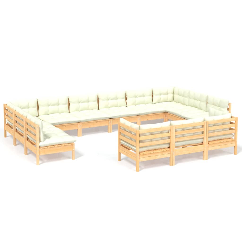 vidaXL 13-delige Loungeset met grijze kussens grenenhout