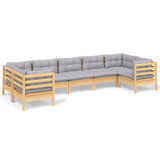 vidaXL 7-delige Loungeset met grijze kussens grenenhout