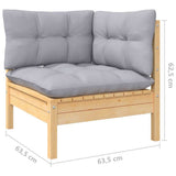 vidaXL 7-delige Loungeset met grijze kussens grenenhout
