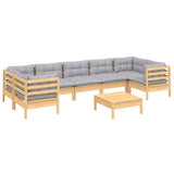 vidaXL 8-delige Loungeset met grijze kussens grenenhout