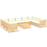 vidaXL 10-delige Loungeset met grijze kussens grenenhout