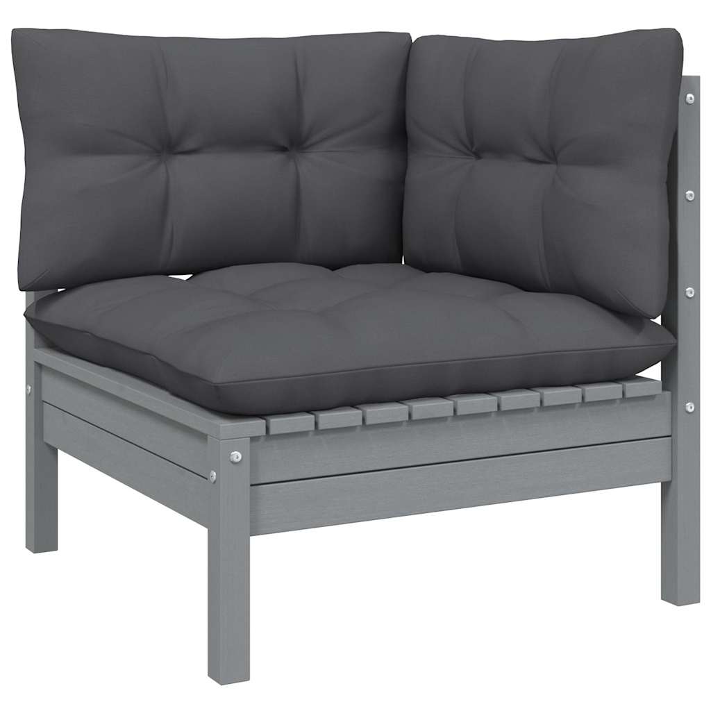 vidaXL 10-delige Loungeset met grijze kussens grenenhout