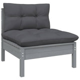 vidaXL 10-delige Loungeset met grijze kussens grenenhout