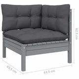 vidaXL 10-delige Loungeset met grijze kussens grenenhout