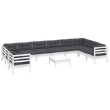 vidaXL 11-delige Loungeset met grijze kussens grenenhout