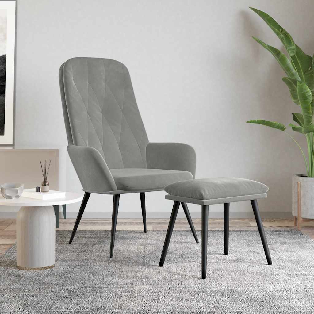 vidaXL Recliner velvet light grey