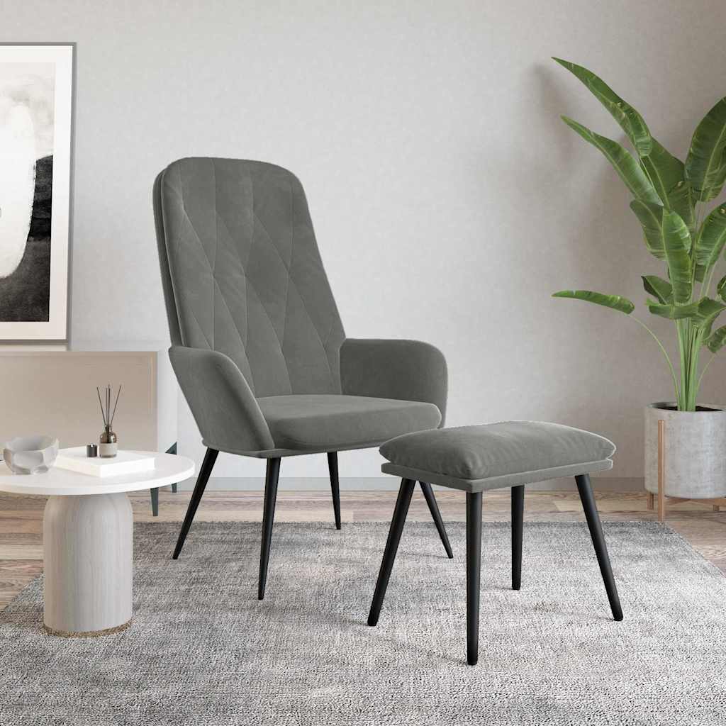 vidaXL Recliner velvet light grey