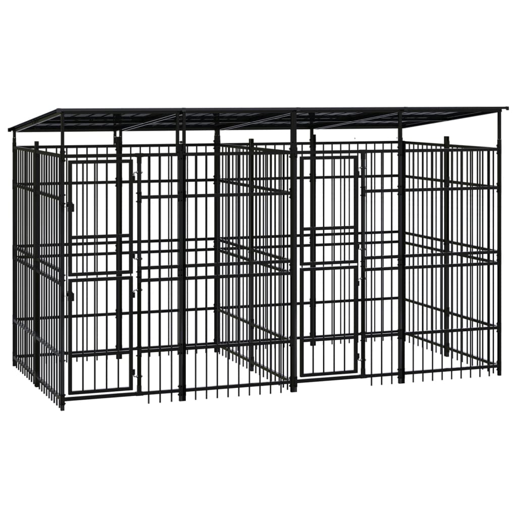 vidaXL Hondenkennel 7,37 m² staal