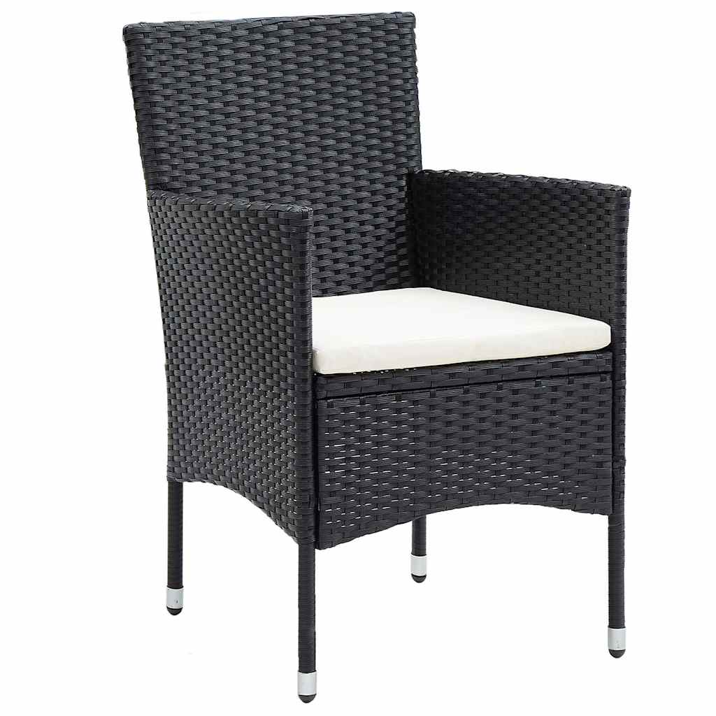 vidaXL 3-delige Tuinset poly rattan zwart