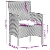 vidaXL 3-delige Tuinset poly rattan zwart