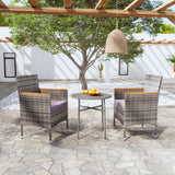vidaXL 3-delige Tuinset poly rattan zwart