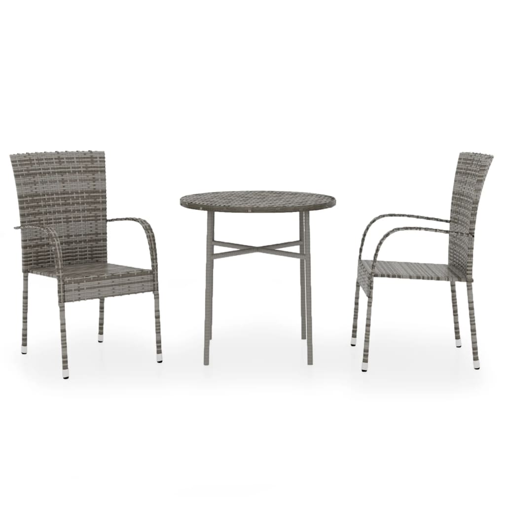 vidaXL 3-delige Tuinset poly rattan bruin