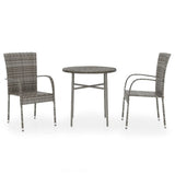 vidaXL 3-delige Tuinset poly rattan bruin