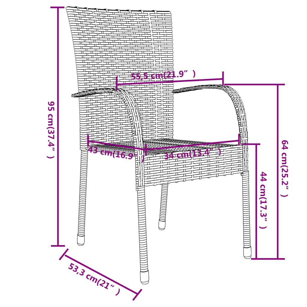vidaXL 3-delige Tuinset poly rattan bruin