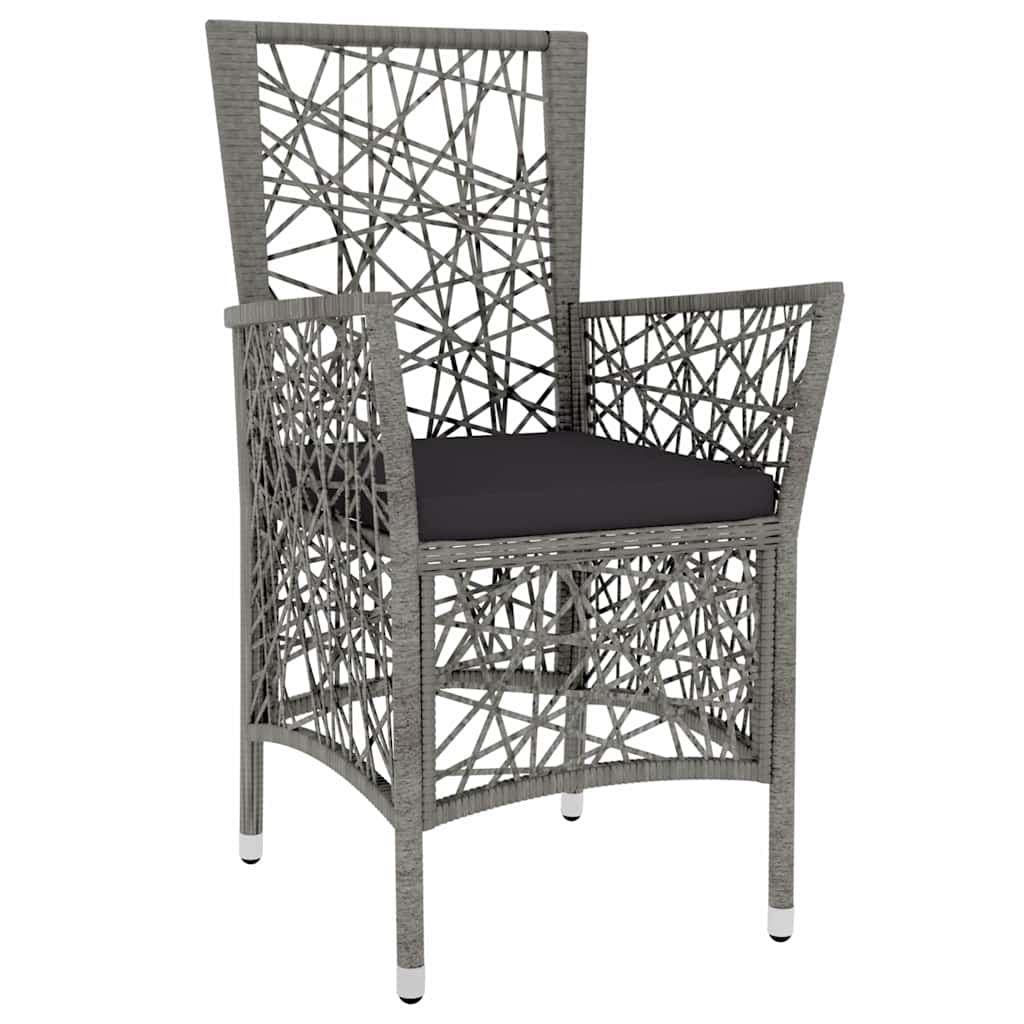 vidaXL 3-Piece Garden Lounge Set Poly Rattan Grey