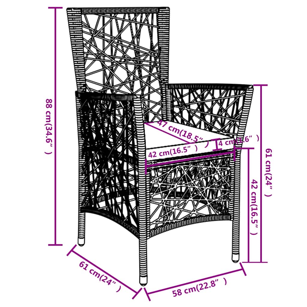 vidaXL 3-Piece Garden Lounge Set Poly Rattan Grey