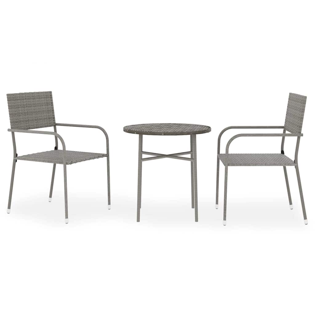 vidaXL 3-delige Tuinset poly rattan zwart