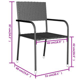 vidaXL 3-delige Tuinset poly rattan zwart