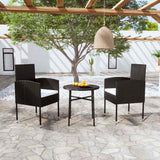 vidaXL 3-delige Tuinset poly rattan zwart